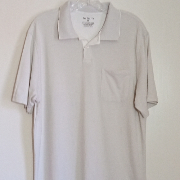 Van Heusen grey/white striped polo shirt men size large - Picture 1 of 6